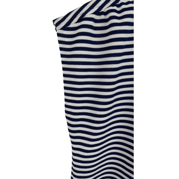Vintage Star Shine Blue/White Striped Sleeveless Polo Midi Dress Size 12 Turtle - Picture 5 of 8